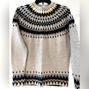 Gray Fair Isle Wool-Blend Sweater NWOT